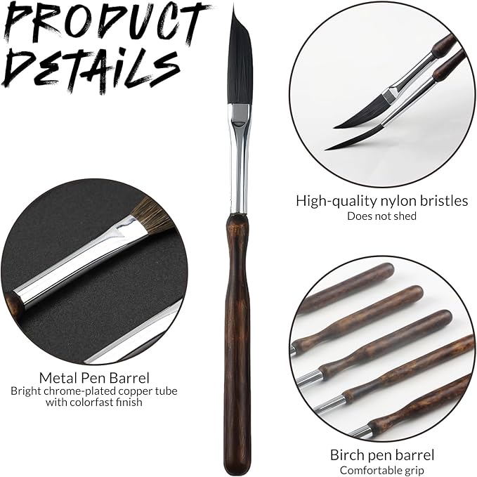 5 Pcs Pinstriping Brush Long Liner Brush Scroll Sword Dagger Striper Professional Travel Art Paintbrushes Paint Brushes High Performance Striping Brushes