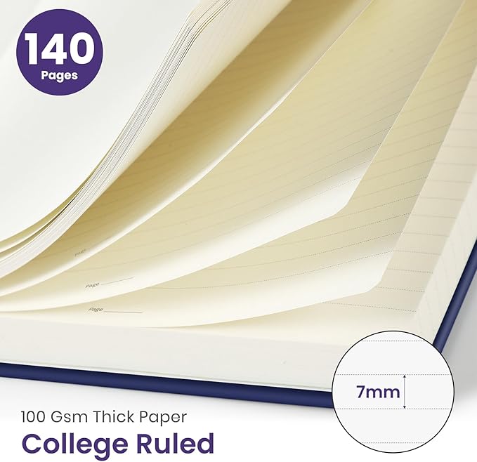 Taja Spiral Lined Journal for Women, Notebook for Work with Pretty Cover, 140 College Ruled Pages, Hardcover Notebook for Journaling, Note Taking, Bible Study, Cosmic Amethyst