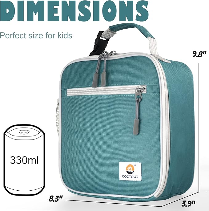 CaCTOUR Lunch Box Kids,Premium Insulated Lunch Bag for Girls Boys,Soft Bag Mini Cooler Back to School Thermal Reusable Lunch Bag for Work School Picnic (Green)