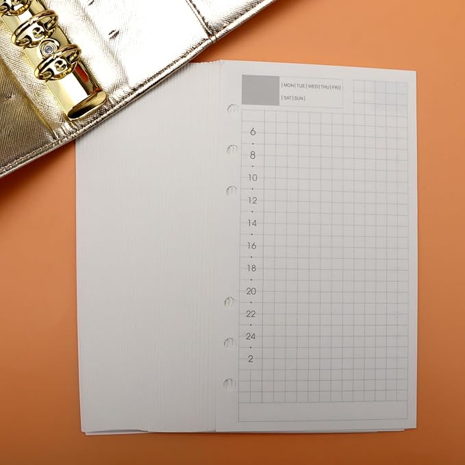 NatSumeBasics A6 Refills Paper 3.5" x 6.5" Undated Daily Binder Planner Inserts 90 Sheets 6 Holes Pocket Notebook Papers for Personal Travel Journal Diary (2 A6 Daily)