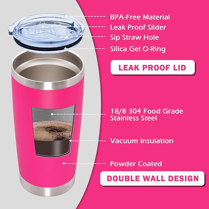 AIANJI 20oz Tumbler Bulk Stainless Steel Tumblers with Lid Vacuum Insulated Double Wall Travel Coffee Mug Powder Coated Tumbler Cup for Hot and Cold Drinks(Hot Pink, 12 pack)