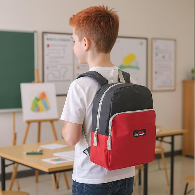 Trail maker 15 Inch Backpack for Kids, Preschool, Elementary & Middle School Students – Spacious Bookbag with Large Front Pocket, Adjustable Straps, Fits up to 13 Inch Laptop (Red)