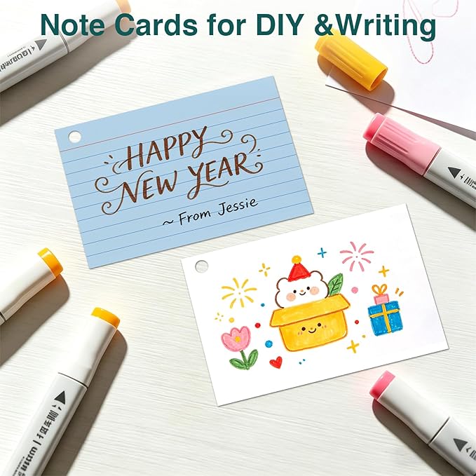 Index Cards 4x6 with Ring, 160 Sheets, Ruled Colored Flash Cards for Effective Studying and Note-Taking, Note Cards, Essential School Supplies for College & Office, Home Organization & Study Supplies