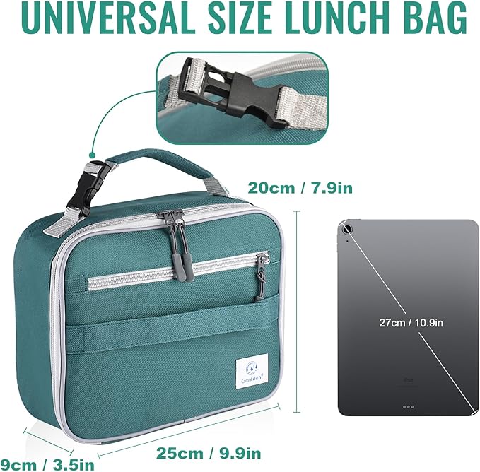 Genteen Lunch Box Kids,Insulated Lunch Bag Kids Boys Girls,Soft Bag Mini Cooler Back to School Thermal Meal Tote Kit Lunch Box for School,Work,Outdoor (Green)