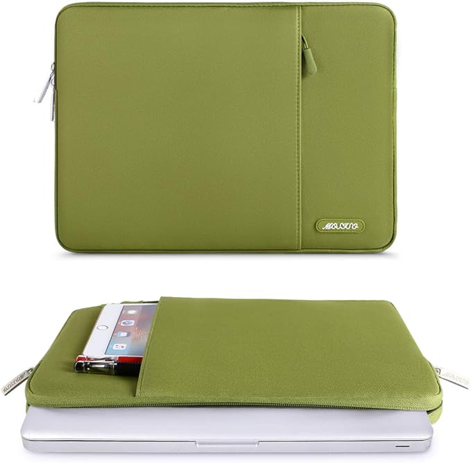 MOSISO Laptop Case 13.3 inch, 13-13.3 inch Laptop Sleeve Compatible with MacBook Air/Pro 13/Pro 14 M5 M4 M3 M2 M1, HP Dell ASUS Lenovo,Polyester Vertical Computer Sleeve Bag with Pocket, Chartreuse