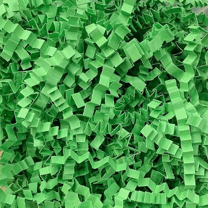 Crinkle Cut Paper Shred Filler, Raffia Paper Shredded Paper Stuffing for Gifts Wrapping Baskets Box Filling Easter Party Supply (Green)