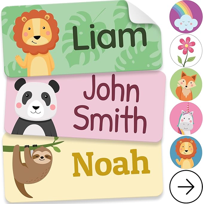 Personalized Name Labels for Kids (70 Labels) - Durable & Waterproof Custom Name Stickers for Clothing Tags, School Supplies, Camp & Daycare - Adventure (1.2”x0.5”)
