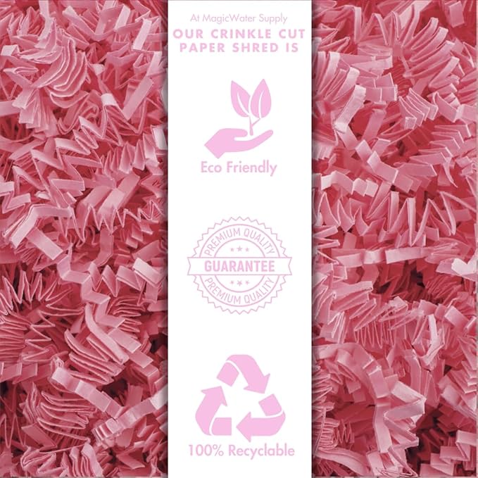 MagicWater Supply Crinkle Cut Paper Shred Filler-1LB Light Pink-Decorative & Protective Packaging for Bridesmaid Gifts & Bridesmaid Proposal Gifts Holiday Stuffers Birthdays Wedding & Anniversaries