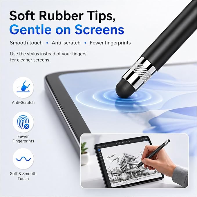 HATOKU 4 Packs Stylus Pen for Apple iPad & Touchscreen Devices (Black & White), Dual Tip Rubber, No Bluetooth/No Charging, High Sensitivity Capacitive Magnetic Pencil for iPad iPhone Android Tablets