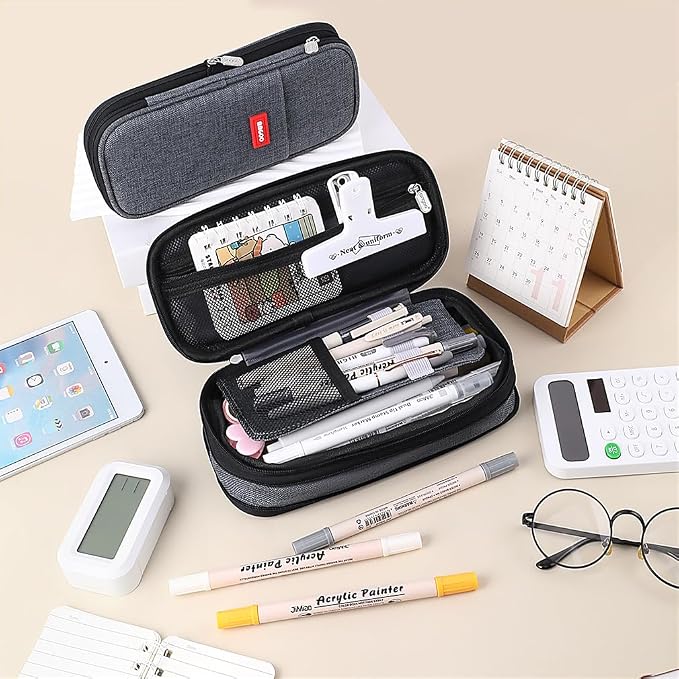 iSuperb Foldable Pencil Case Zipper Big Capacity Aesthetic Canvas Pencil Pouch Compartments Stationery Organizers Pen Bag for Kids Girls Boys Teen Child Student School Supplies Makeup Bags