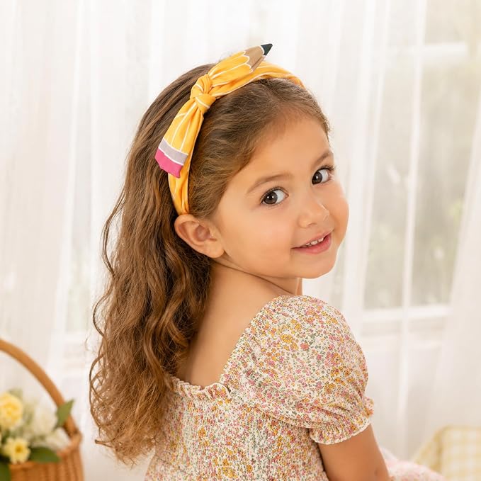 2 Pcs First Day Back to School Pencil Hair Accessories for Girls Teacheres | Pencil Bow Clip Headband for Girls,School Uniform Hair Bows,Back to School Supplies,for School Outfits,Adorable Accessory