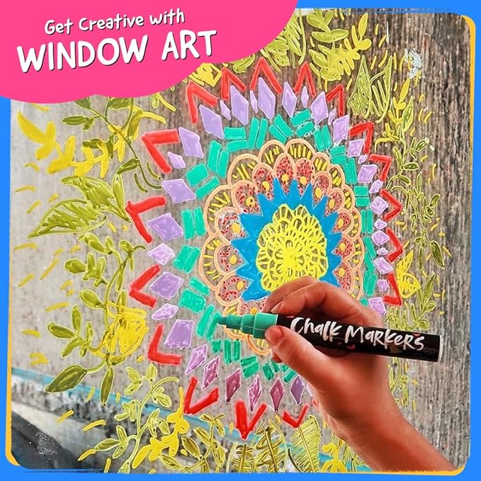 Chalkola 10 Liquid Chalk Markers for Blackboard - (10 pack, 6mm Reversible Tip) | Chalkboard Markers Erasable for Window, Glass, Car, Mirror, Wall Calendar - Non Toxic, Washable, Wet Erase Chalk Pens