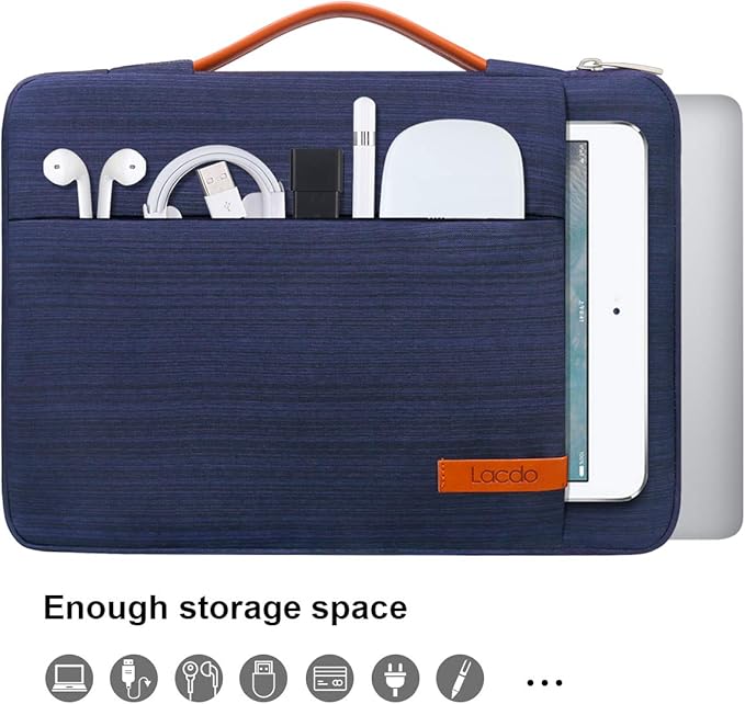 Lacdo 360° Protective Chromebook Case 11 Inch Laptop Sleeve for 11 Inch Acer HP Dell Samsung ASUS Chromebook Spin 311, 13 Inch Microsoft Surface Pro 11th Copilot+PC/10/9/8/X Computer Bag, Blue