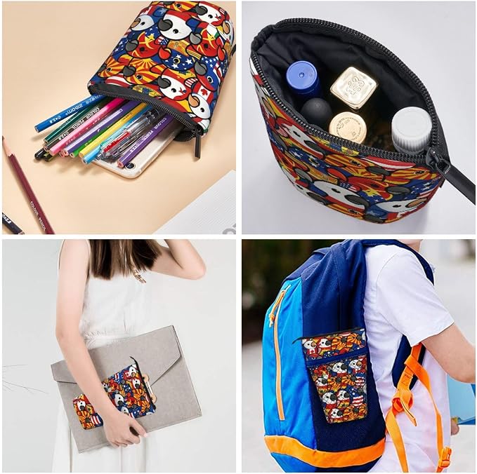Colored Flag Funny Bird Kids Standing Pencil Case Telescopic Stationary Pouch with Zipper Large Capacity Stand up Pen Bag Portable Makeup Holder for Children School Students Office Supplies