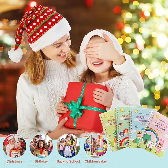 AALGO Handwriting Book Practice for Kids,Reusable Grooved Handwriting Books, Writing Practice for Kids Age 3-5
