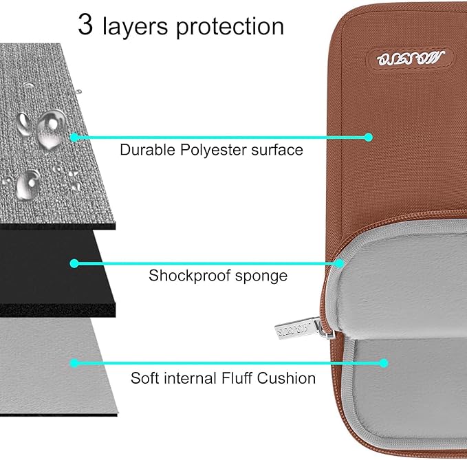 MOSISO Laptop Case 15 inch, 15 inch Laptop Sleeve Compatible with MacBook Air M5 A3448 M4 A3241 M3 A3114 M2 A2941 2026-2023, Dell XPS, Polyester Vertical Computer Sleeve Bag with Pocket, Caramel Brown