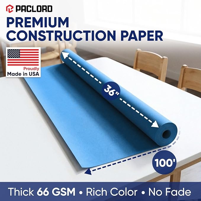 Dark Blue Construction Paper Roll 36" x 100 ft – Made in USA – 36" Bulletin Board Paper for Classroom & School, Teachers & Kids
