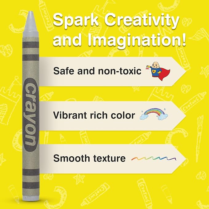 80 Count Single Color Crayons Bulk Pack - GREY single color crayon refill - Regular size crayons (5/16" x 3-1/2")