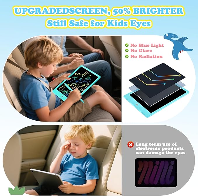 EooCoo LCD Writing Tablet for Kids, Toddler Gifts 10 Inch Kids Drawing Pad Doodle Board, No Mess Coloring Books for Toddler, Travel Activities, Educational Toys for 3-8 Years Old Girls Boys