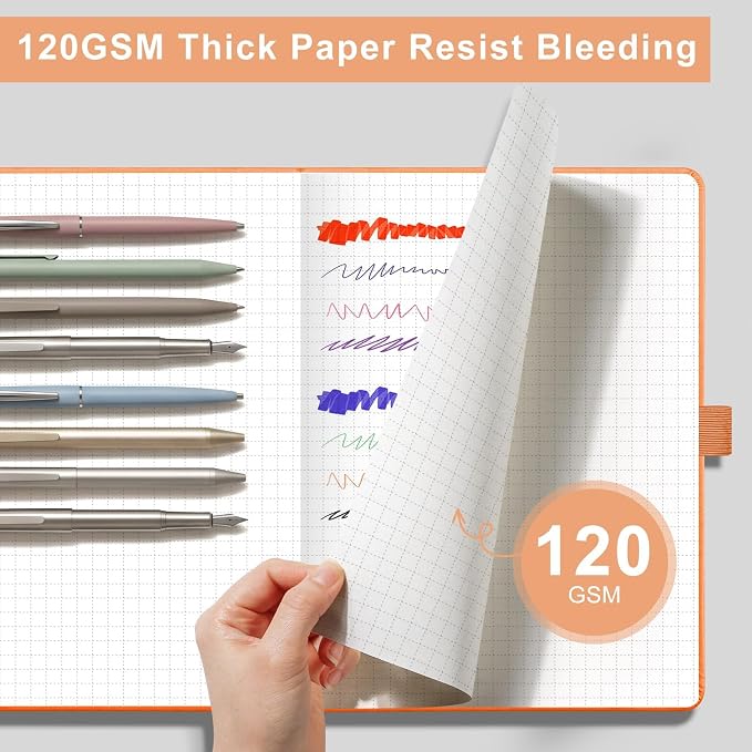 AHGXG Graph Grid Paper Notebook, 160 Pages, A5 Medium Size (5.7'' x 8.3'')