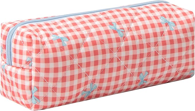 Pencil Case Office College School Storage Bag Pouch Holder Box Organizer Makeup Pouch Cosmetic Bag Aesthetic Cute Pen Case for Girls Boys Kids (Red bow)