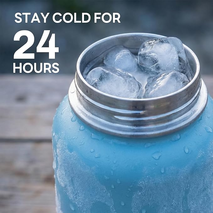 Navigate 40 oz Insulated Stainless Steel Sports Water Bottle with Spout & Handle Lids,Wide Mouth Water Jug with Double Walled Leak Proof Keep Cold for 24 Hrs Hot for 12 Hrs, Blue Gradient