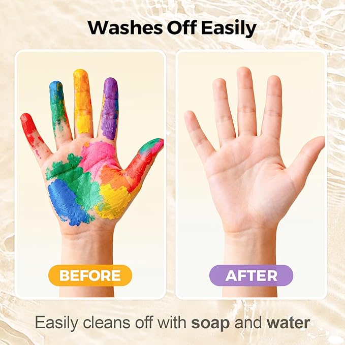 Jar Melo Kids Tempera Painting Set, Washable Paint Set for Kids Ages 4-8, Safe and Non-Toxic Mess Free Coloring, Tempera Paints for Drawing Art,Crafts, School Supplies