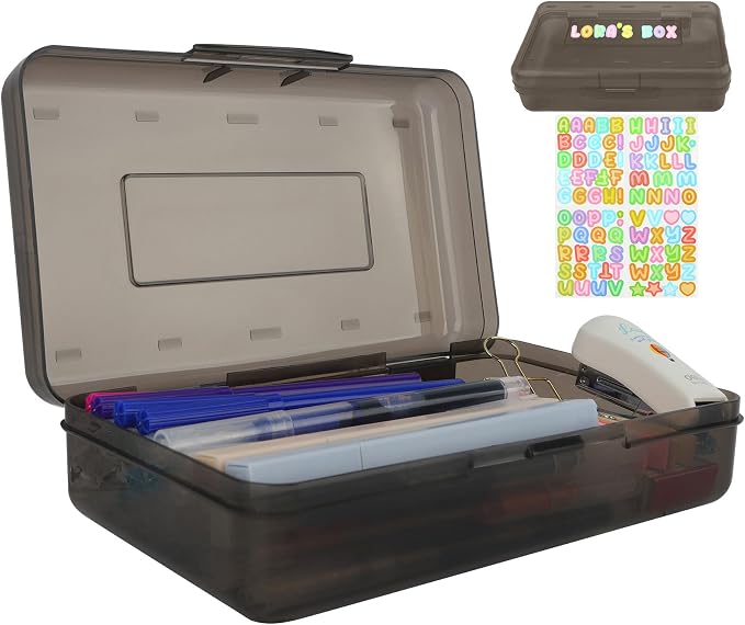 Grey Clear Pencil Case Plastic Hard Pencil Box Crayon Box Organizer 1 Pack Office Supplies Storage Container Organizer Boxes for Boys for Pens Crayon School Stylish Art Office Supplies Storage Medium