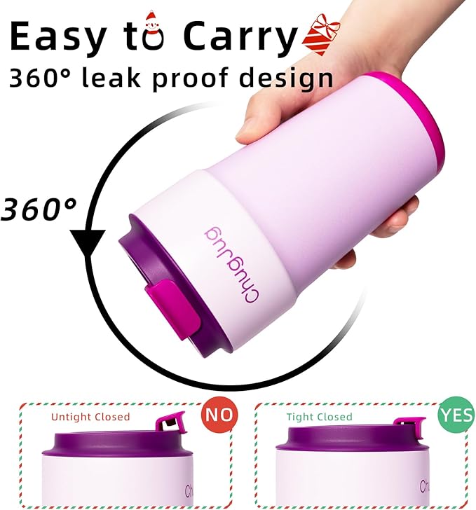 16 oz Travel Coffee Mug with Ceramic Coating, Leak-Proof Vacuum Insulated Coffee Tumbler with Lid, Reusable Double Wall Stainless Steel Travel Cup for Hot& Cold Drinks (Violet Dream)