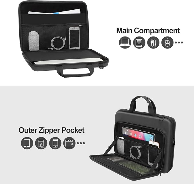 MOSISO Laptop Bag for Men,15-16 inch Computer Bag Compatible with MacBook Air 15 inch/Pro 16 inch, HP, Dell, Lenovo, Asus, Acer, Hard Shell Laptop Case with Front Pocket&Shoulder Strap, Slate Gray