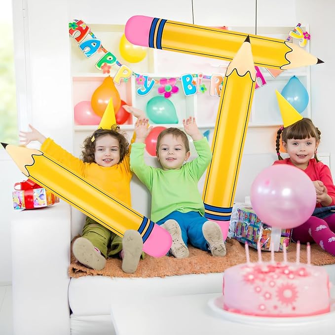 Totelux Giant Pencil Balloons Back to School Decorations 27’’ Inflatable Yellow Pencil Balloons for Classroom Garden Hanging Decor Photo Prop Birthday Party Favor 5PCS