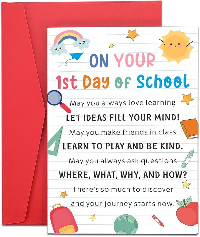 First Day of School Gifts Back to School Supplies for Kindergarten Students Stuff for Teen Girls Boys Kids Back to School Gifts for Daughter Son 1st Day of School Card Dorm Room Essentials Teacher