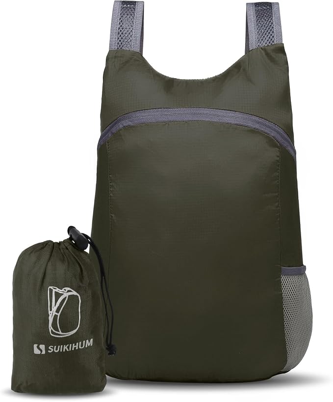 Ultra Lightweight Hiking-Daypack,Foldable Travel Packable Backpack | 20L Foldable Bag for Camping Cycling Outdoor,Day Pack for Men Women,Dark Green