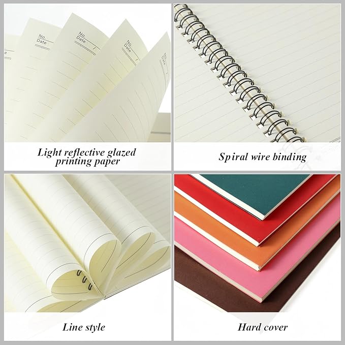 Leelosp 12 Pack Small Spiral Notebook Lined Spiral Journal College Ruled Notebook Wire Bound Kraft Cover, 120 Pages for Work (Multicolor,5.5 x 8.3 Inch)
