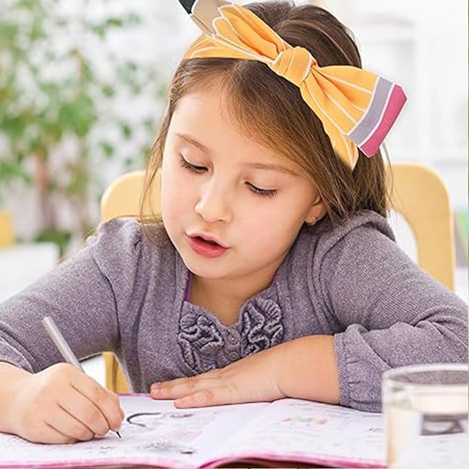 Back to School Headband Yellow Pencil Hair Bands Stripe Pencil Headpiece Cute School Hair Accessories for Women Girls First Day of School Party Supplies
