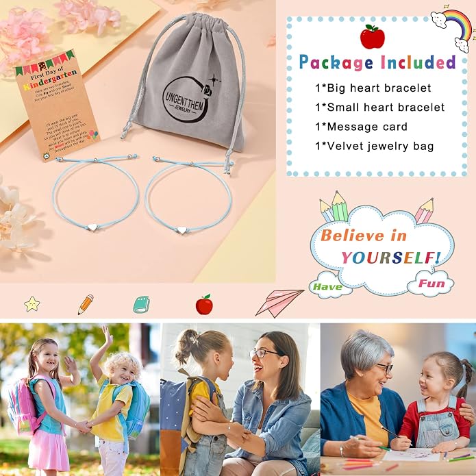 UNGENT THEM Big & Small Heart Bracelets Back to School Gifts for Girls