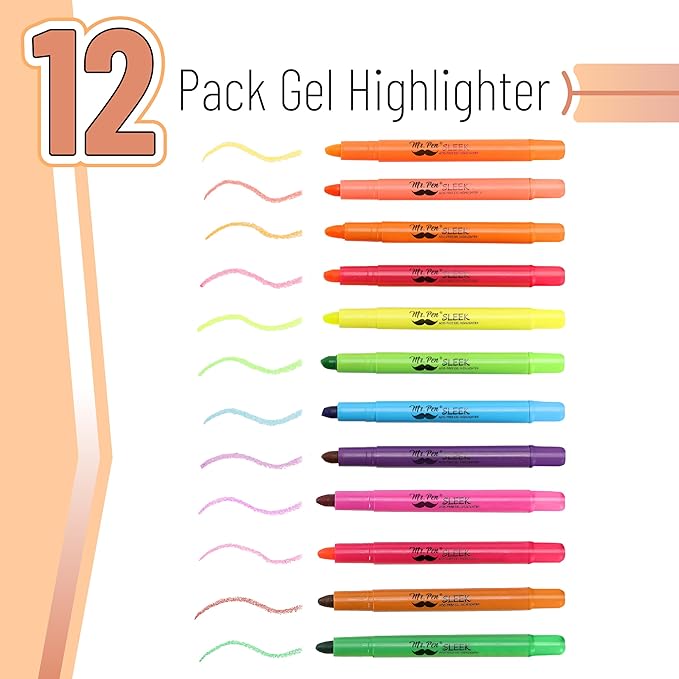 Mr. Pen- No Bleed Gel Highlighters, Colorful, 12 Pack, Bible Highlighters and Pens No Bleed, Bible Markers for Study, Journaling, School Supplies and Accessories