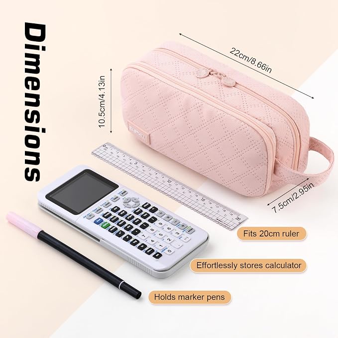 EASTHILL Large Capacity Pencil Case Cute Pencil Pouch with Handle Stationery Pen Bag for Teen Girls-Pink