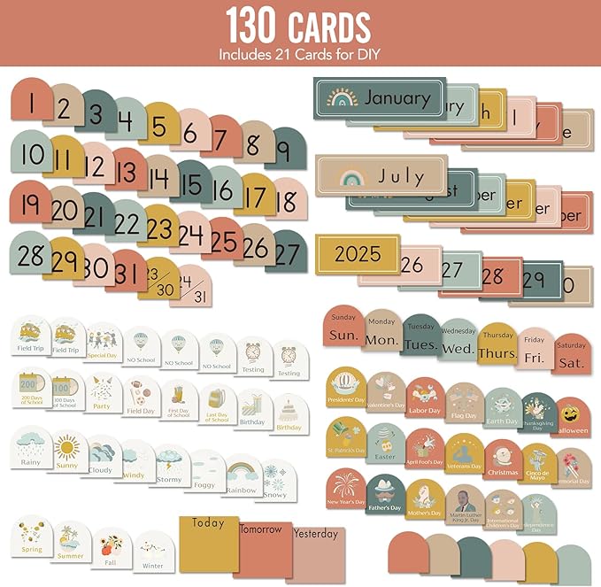 Classroom Monthly Calendar Pocket Chart for Kids Learning, 105 Cards Black Wall Calendar and Weather, Teacher Supplies for Kindergarten Preschool Elementary Homeschool Must Have
