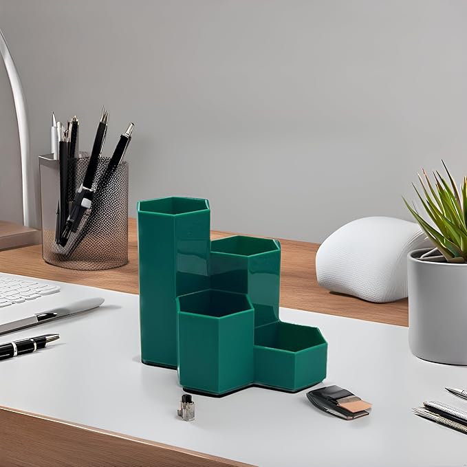 Pencil Organizer Pen Holder for Desk Pens Cup Small Desk Organizer Cute Pen Holder for Office,School and Home (Teal, L-Shape)
