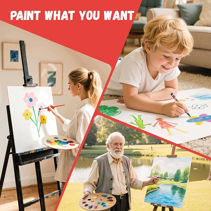 Simetufy 12 Pack 16x20 Inch Flat Canvas Panels Large Painting Canvas Boards - 8 Oz Triple Primed 100% Cotton Acid Free White Blank for Acrylic, Oil Paints