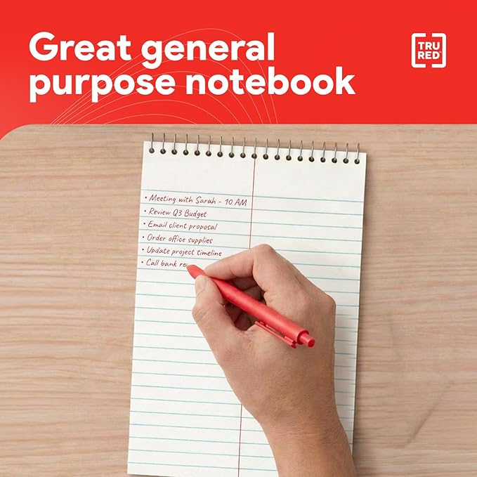 Staples TRU RED Steno Notepads, 6" x 9", Gregg Ruled, 80 Sheets, Top Wirebound, 12-Pack