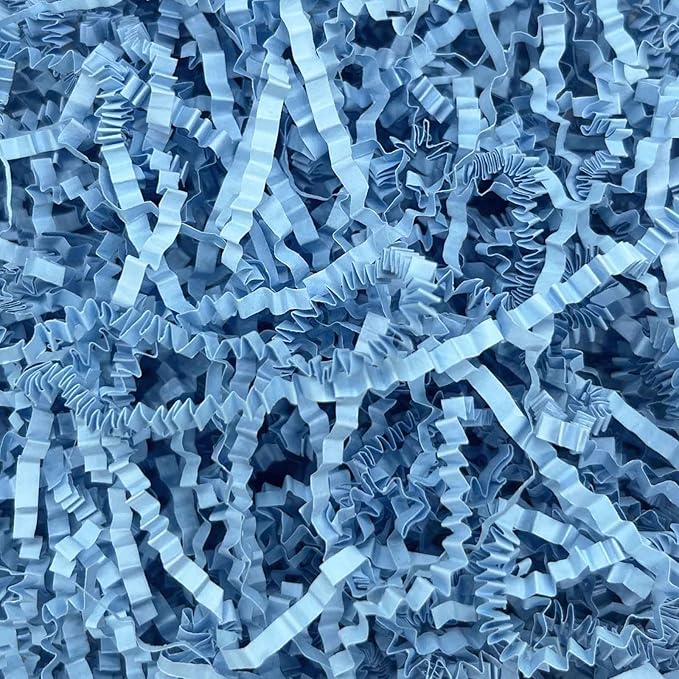 Tisspoms 3LB Sky Blue Crinkle Cut Paper Shred Filler, Paper Shreds for Basket Fillers, Birthday, Gift Wrapping, Anniversary, Wedding, Halloween, Thanksgiving, Christmas Gift Decor Party Filler