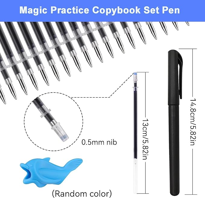 AALGO 30Pcs Magic Pens & Refills for Magic Grooved Writing Practice Workbooks,Disappearing Ink Pen for Handwriting Book,Magic Groove Pen for Cursive Handwriting Workbook or Tracing Books 3-5