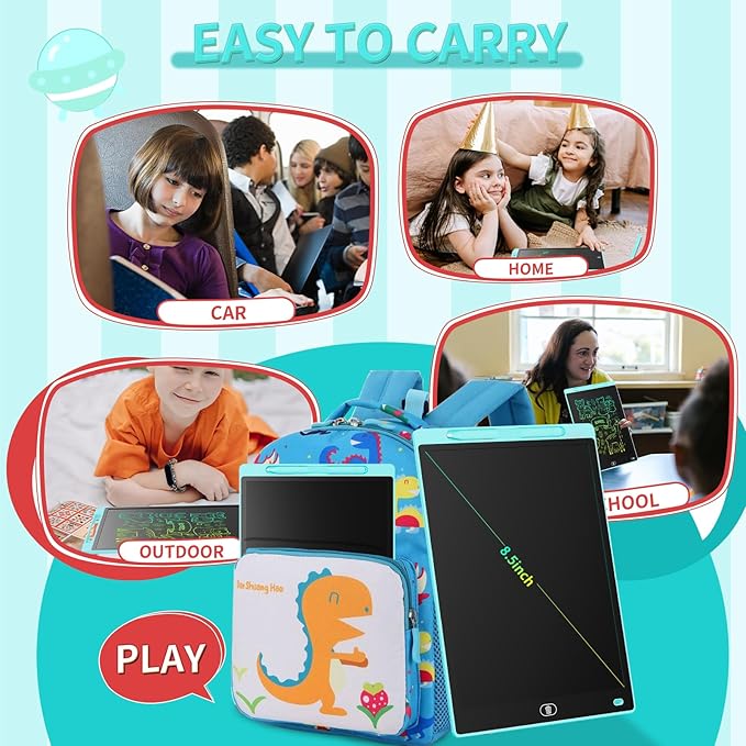 [2 Pack] Genialba LCD Writing Tablet 8.5-Inch Colorful Doodle Board, Toddler Learning Educational Toys Gifts for 3-8 Years Old Girls and Boys, Electronic Drawing Pad for Kids (Blue&Red)