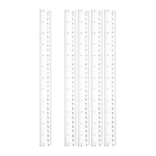 HARFINGTON 5pcs Plastic Rulers 12" (30cm) Clear Straight Ruler Measuring Tool Inches and Centimeters for Home Office Classrooms Drafting, Clear