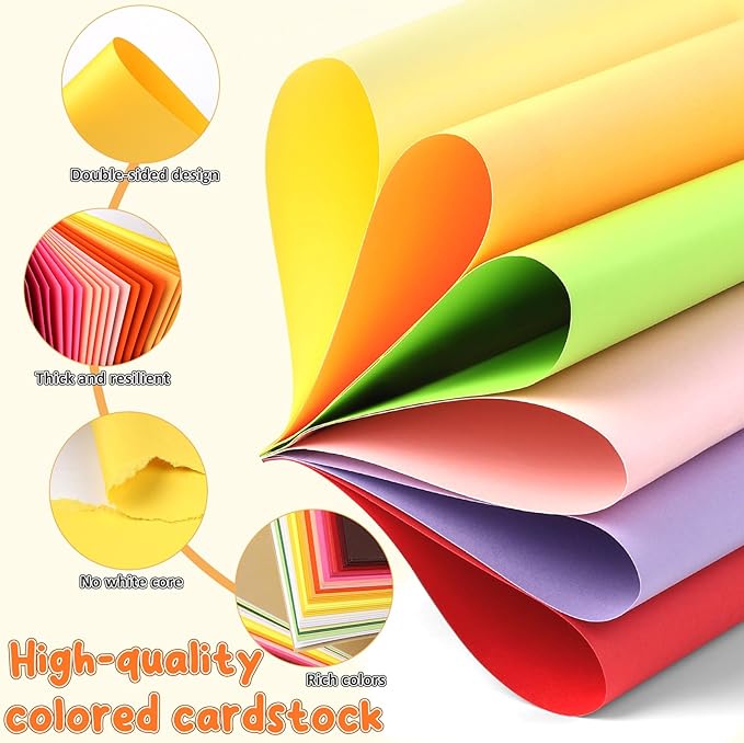 8.5" X 11" Colored Cardstock, 25 Colored Construction Paper Card Making Supplies, 180gsm/65lb Cardstock Printing Paper for Printer, Invitations, Scrapbooking, Diy Crafts, Decoration (25 Sheets)