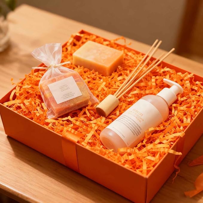 3LB Crinkle Cut Paper Shred Filler, Paper Shreds for Basket Fillers, Birthday, Gift Wrapping, Anniversary, Wedding, Halloween, Thanksgiving, Christmas Gift Decor Party Filler (Fluorescent Orange)