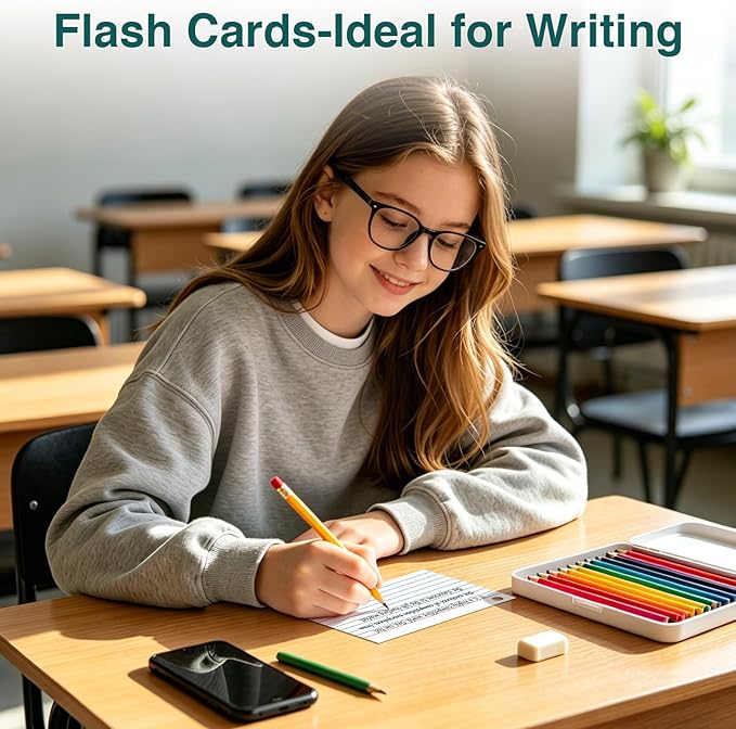 Index Cards 4x6 with Ring, 160 Sheets, Ruled White Flash Cards for Effective Studying and Note-Taking, Note Cards, Essential School Supplies for College & Office, Home Organization & Study Supplies