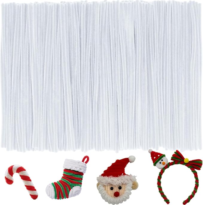 300PCS Pipe Cleaners,White Pipe Cleaners Craft,Arts and Crafts,Crafts, Craft Supplies,Art Supplies,Pipe Cleaners Bulk,Chenille Stems Supplies for DIY Hand Crafts, Bouquet Festivals Home Decorations